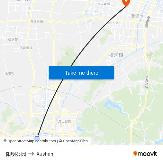 Yangming Park to Xushan map