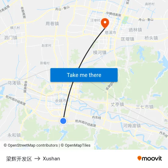 Lianghui Development Zone to Xushan map