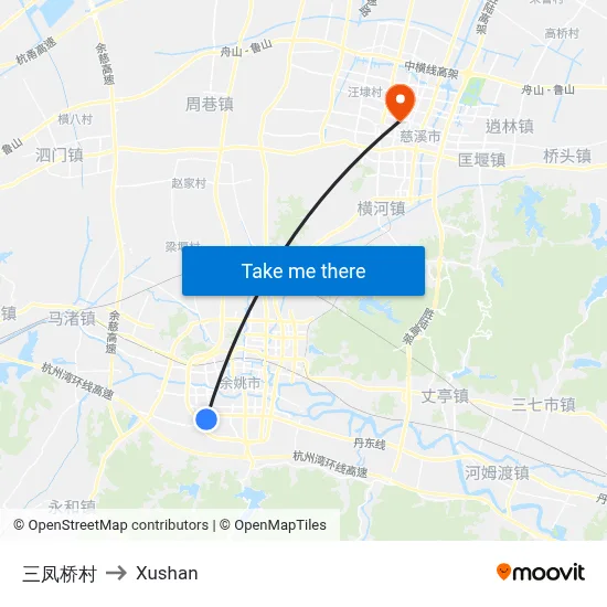 Sanfeng Bridge Village to Xushan map