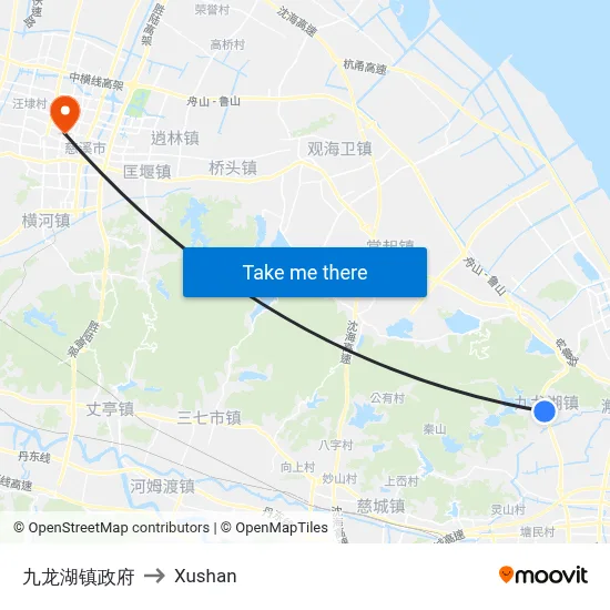 Jiulong Lake Town Government to Xushan map