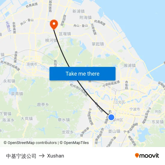 Zhongji Ningbo Company to Xushan map