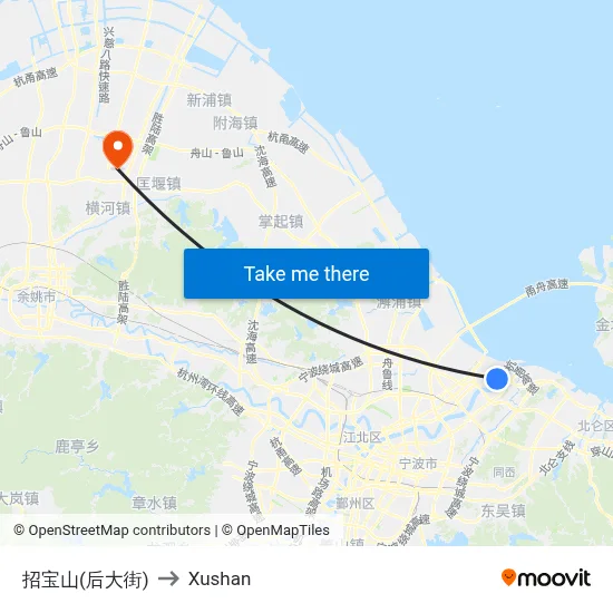 Zhaobao Mountain (Back Street) to Xushan map