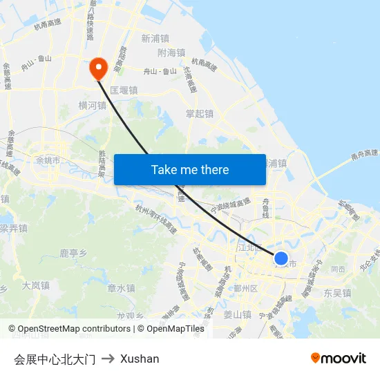 Convention Center North Gate to Xushan map
