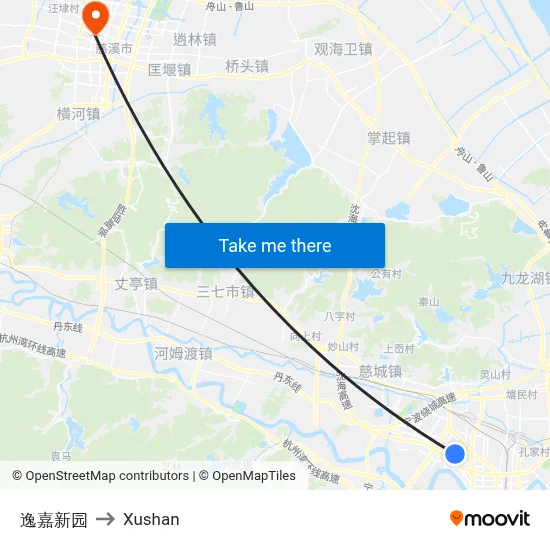 Yijia Garden to Xushan map