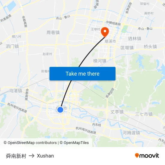 Shunnan New Village to Xushan map