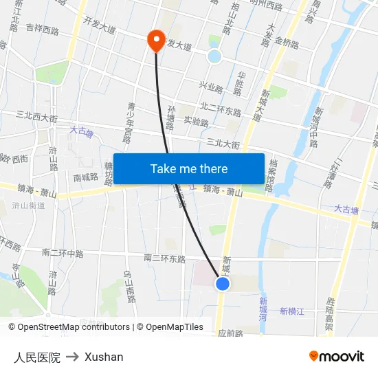 People's Hospital to Xushan map