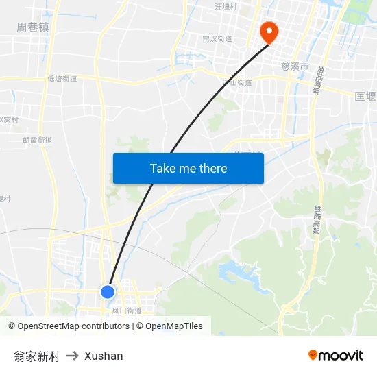 Wengjia New Village to Xushan map