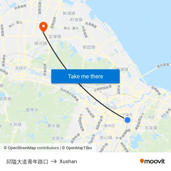 Qiuai Avenue Youth Road Intersection to Xushan map