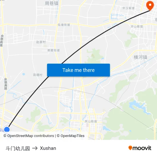 Doumen Kindergarten to Xushan map