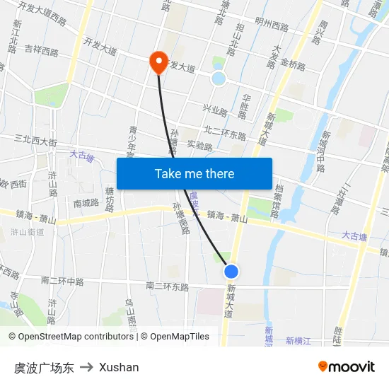 Yubo Plaza East to Xushan map