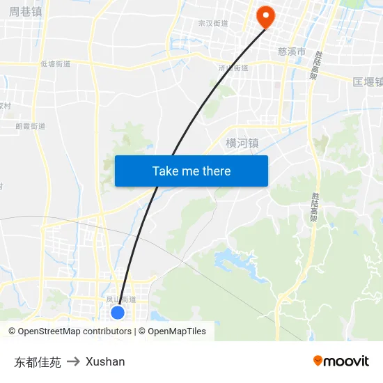 Dongdu Garden to Xushan map