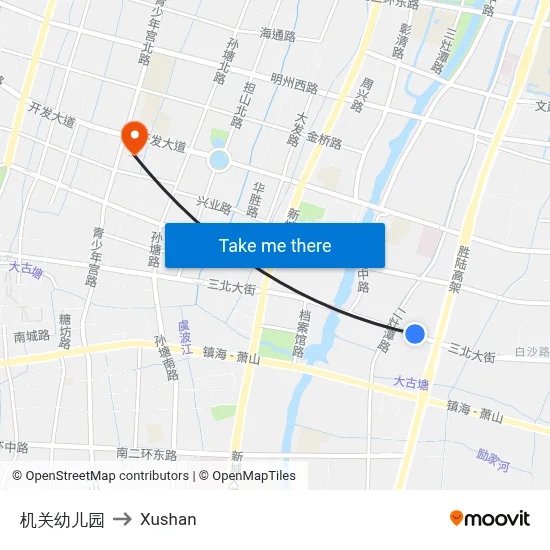 Government Kindergarten to Xushan map