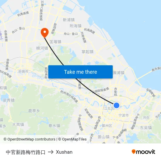 Zhongguan New Road Meizhu Intersection to Xushan map