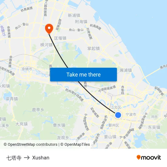 Seven Pagoda Temple to Xushan map