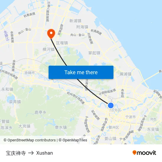 Baoqing Temple to Xushan map
