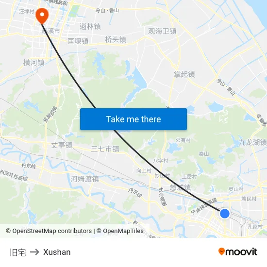 Jiuzhai to Xushan map