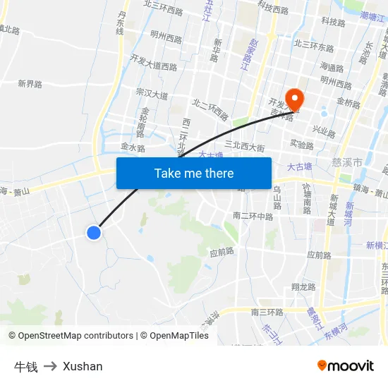 Niuqian to Xushan map