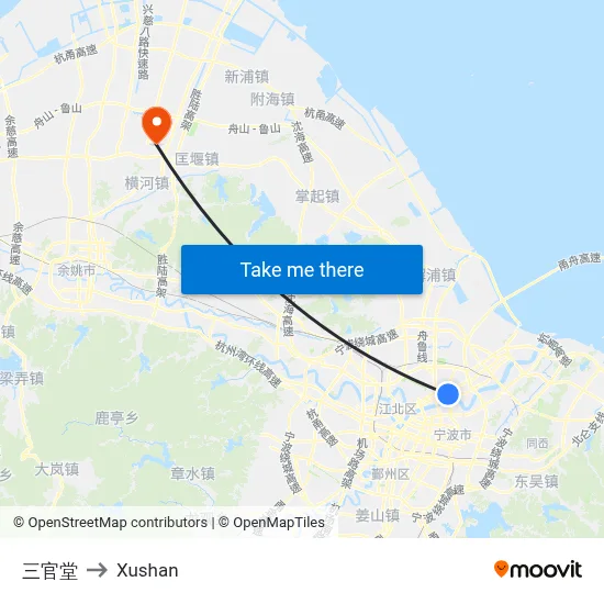 Sanguan Hall to Xushan map