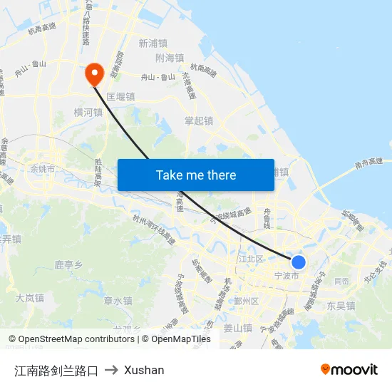 Jiangnan Road-Jianlan Road Junction to Xushan map