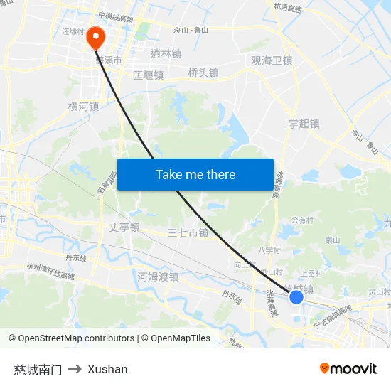 Cicheng South Gate to Xushan map