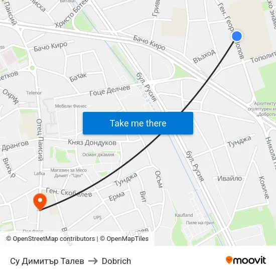 Су Димитър Талев to Dobrich map