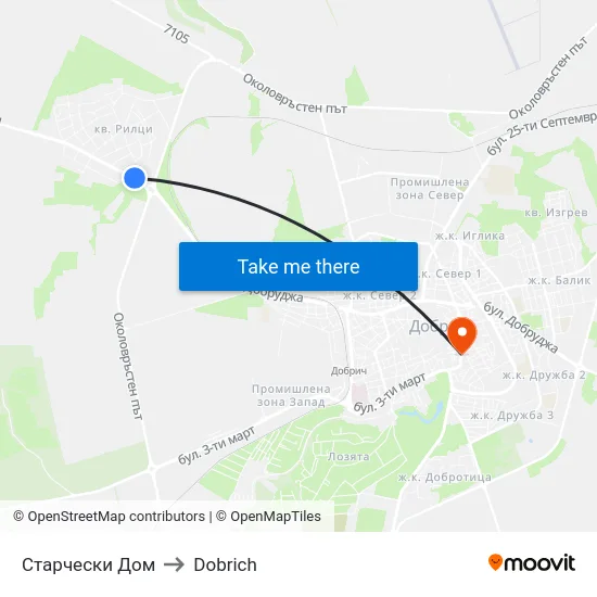 Старчески Дом to Dobrich map