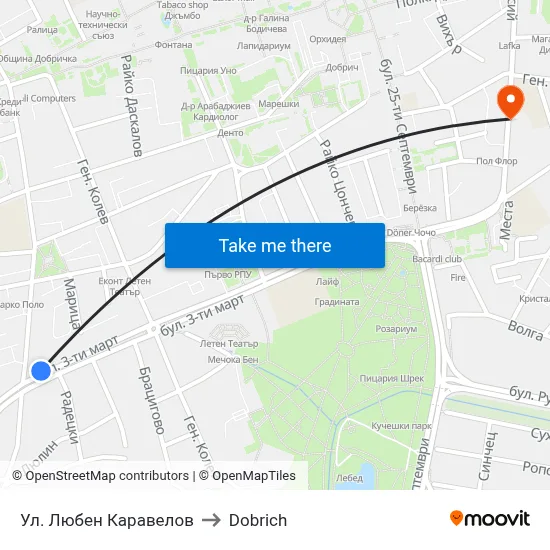 Ул. Любен Каравелов to Dobrich map