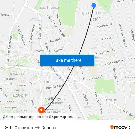 Stroitel Complex to Dobrich map