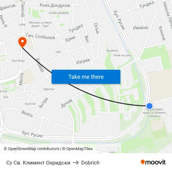 Су Св. Климент Охридски to Dobrich map