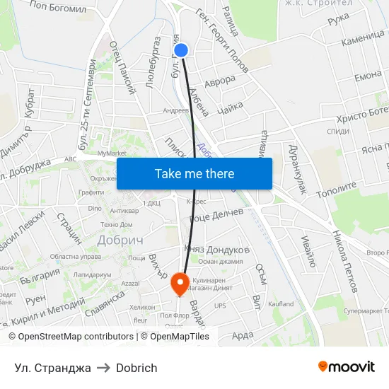 Ул. Странджа to Dobrich map