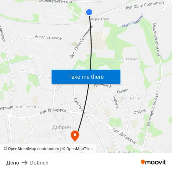 Депо to Dobrich map
