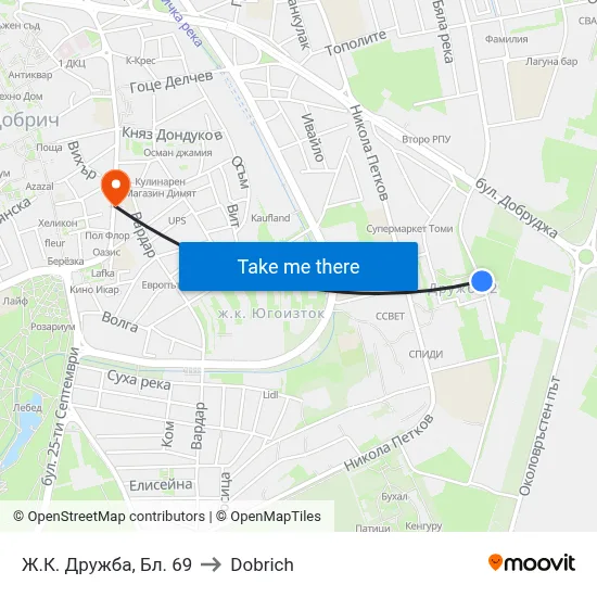 Druzhba Complex, Block 69 to Dobrich map