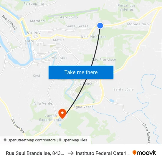 Rua Saul Brandalise, 8432-8666 to Instituto Federal Catarinense map