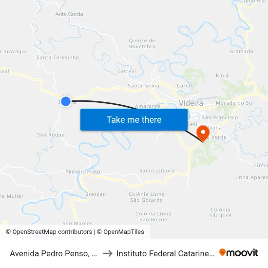 Avenida Pedro Penso, 558 to Instituto Federal Catarinense map