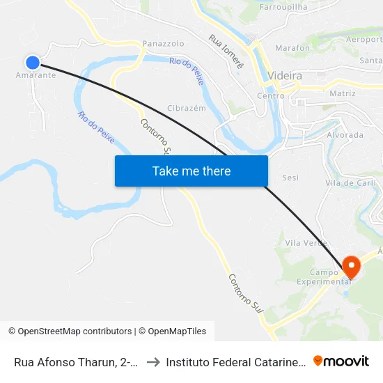 Rua Afonso Tharun, 2-192 to Instituto Federal Catarinense map