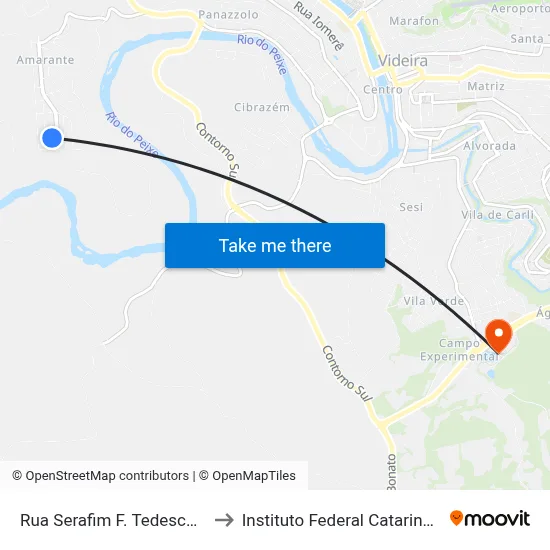 Rua Serafim F. Tedesco, 41 to Instituto Federal Catarinense map