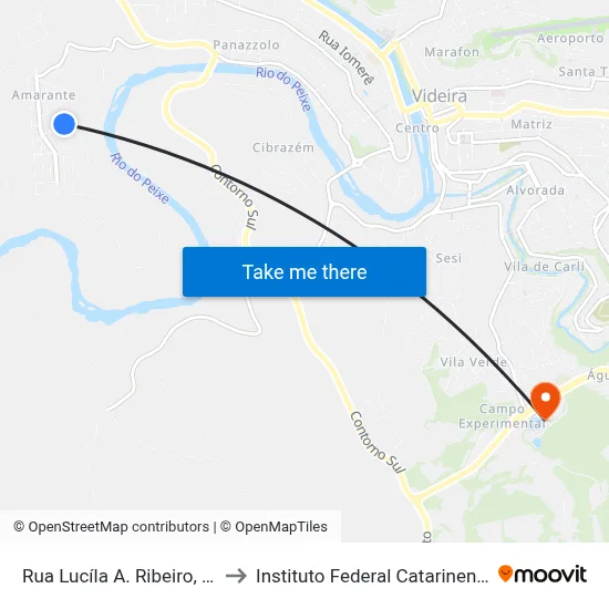Rua Lucíla A. Ribeiro, 64 to Instituto Federal Catarinense map