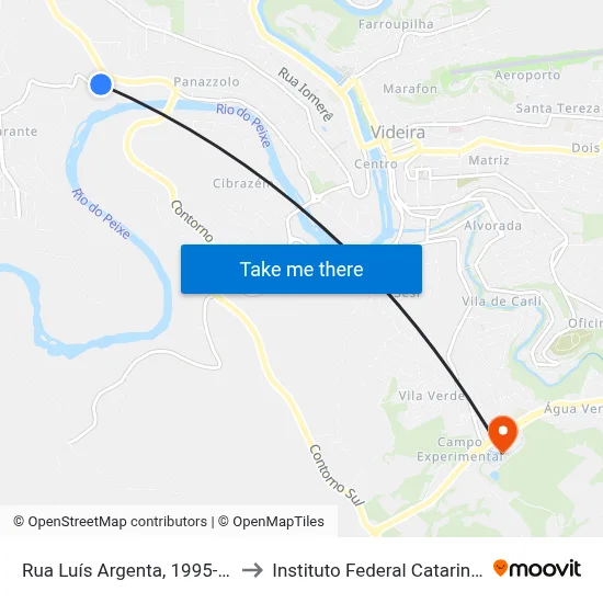 Rua Luís Argenta, 1995-2181 to Instituto Federal Catarinense map