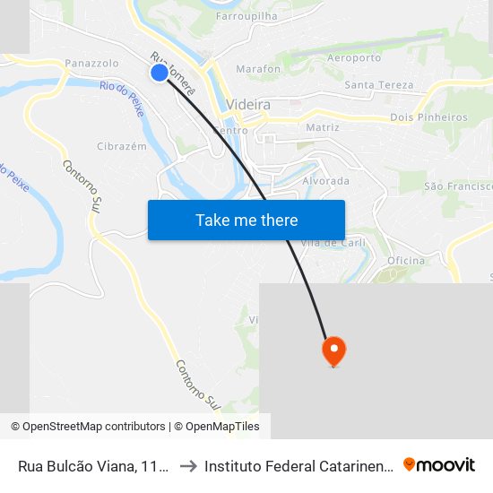 Rua Bulcão Viana, 1180 to Instituto Federal Catarinense map