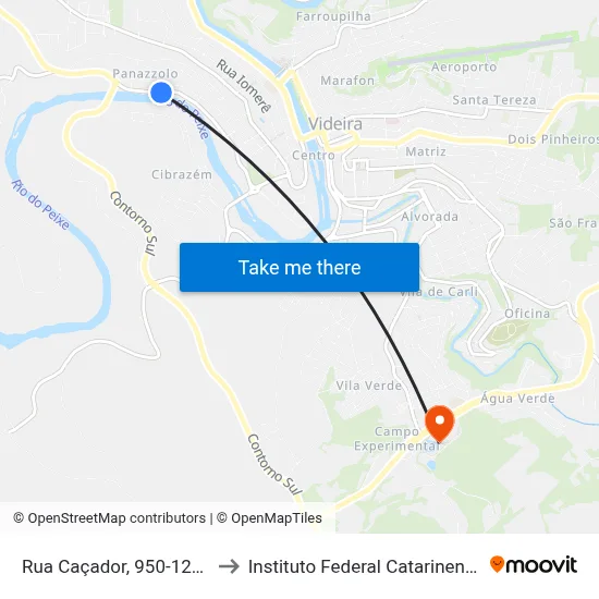 Rua Caçador, 950-1266 to Instituto Federal Catarinense map
