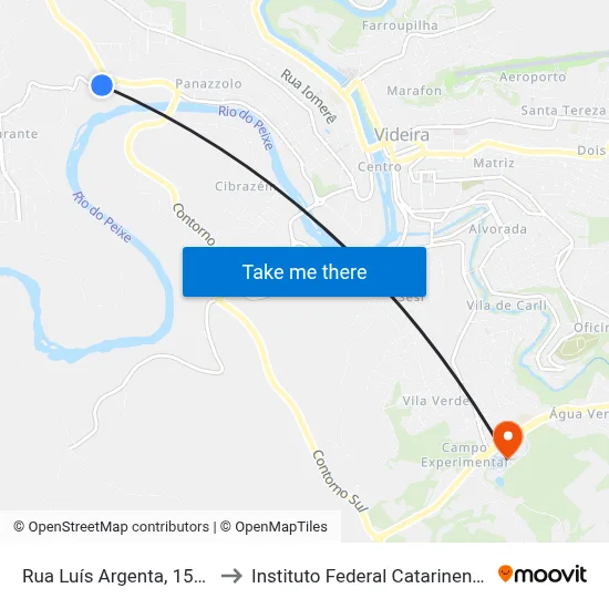 Rua Luís Argenta, 1500 to Instituto Federal Catarinense map