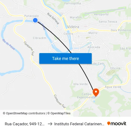 Rua Caçador, 949-1265 to Instituto Federal Catarinense map