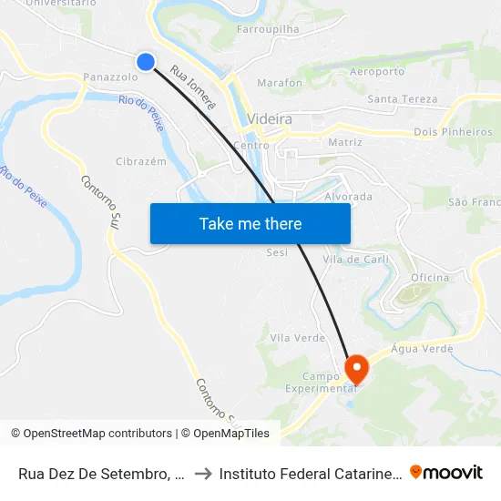 Rua Dez De Setembro, 537 to Instituto Federal Catarinense map