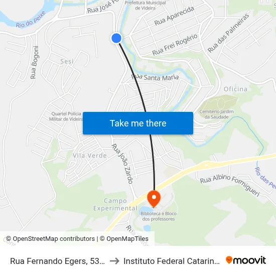 Rua Fernando Egers, 53-423 to Instituto Federal Catarinense map