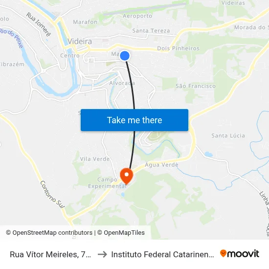 Rua Vítor Meireles, 718 to Instituto Federal Catarinense map