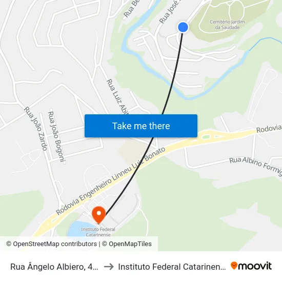 Rua Ângelo Albiero, 470 to Instituto Federal Catarinense map