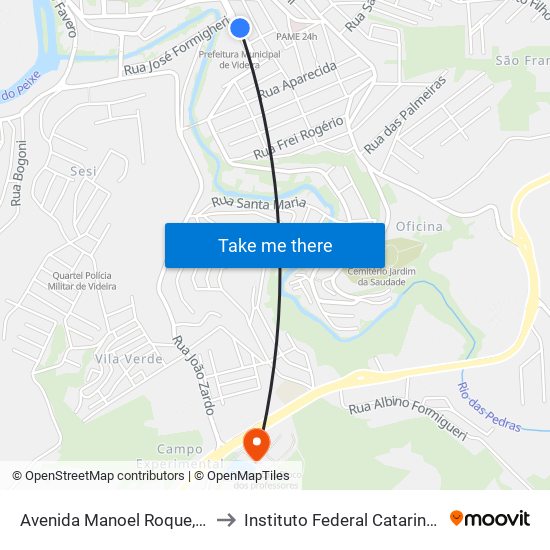 Avenida Manoel Roque, 157 to Instituto Federal Catarinense map