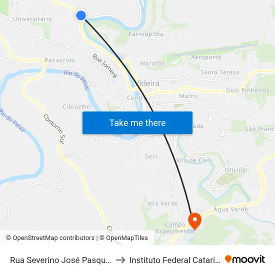 Rua Severino José Pasqual, 120 to Instituto Federal Catarinense map