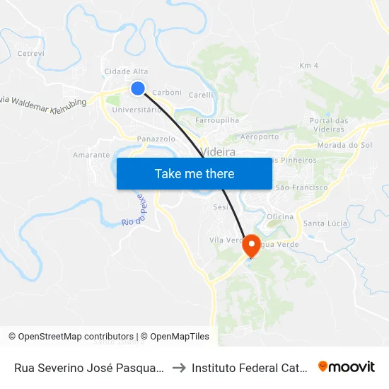 Rua Severino José Pasqual, 814-844 to Instituto Federal Catarinense map