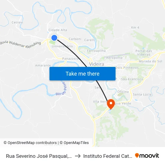 Rua Severino José Pasqual, 1258-1348 to Instituto Federal Catarinense map